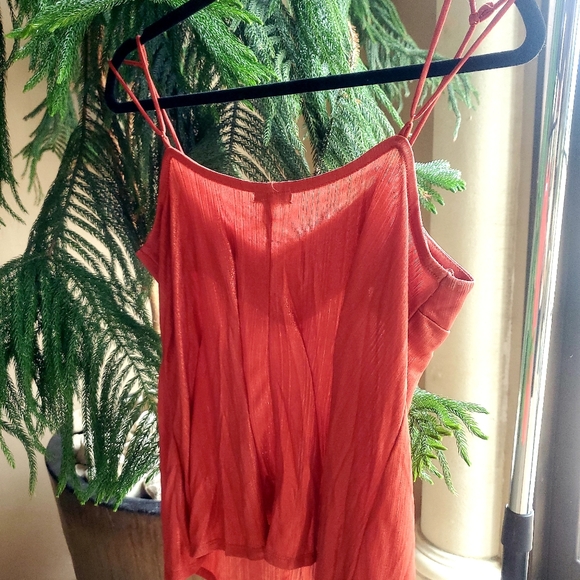 Nordstrom Gauzy Metallic Semi Sheer Strappy Top - Picture 2 of 3